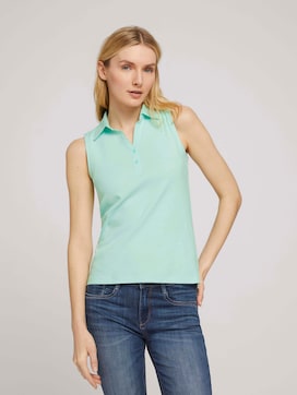 Sleeveless polo shirt with organic cotton - 5 - TOM TAILOR
