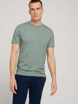 Striped t-shirt with a front chest pocket - 5 - TOM TAILOR