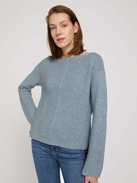 Knitted sweater in a melange look made of organic cotton - 5 - TOM TAILOR