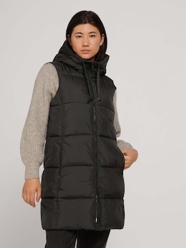 Long quilted waistcoat with a hood - 5 - TOM TAILOR