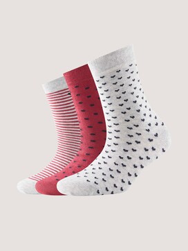 Three-pack with socks in a heart design - 7 - TOM TAILOR