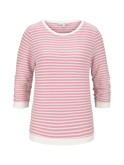 Tom Tailor Denim Damen Sweatshirt aus Jacquard mit Streifen Tom Tailor Denim Damen Sweatshirt aus Jacquard mit Streifen