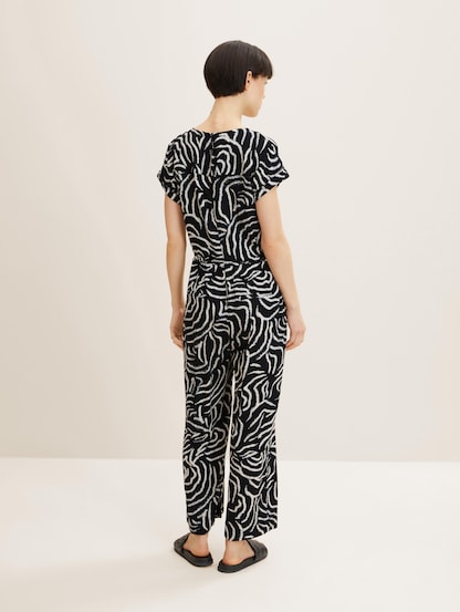 Mode Broeken Jumpsuits Zara Basic Jumpsuit wit-zwart gestreept patroon 
