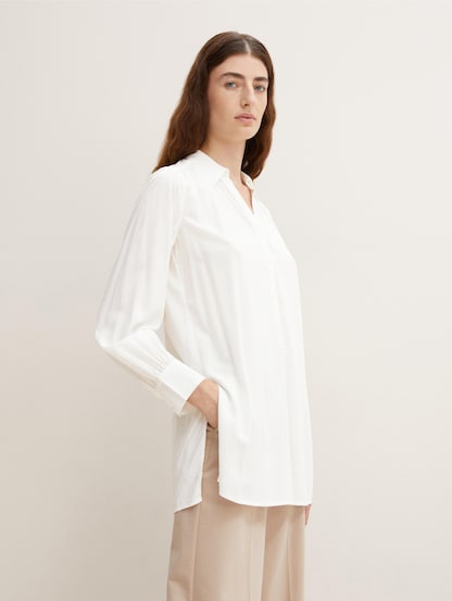 Tom Tailor Denim Kanten blouse wit zakelijke stijl Mode Blouses Kanten blouses 