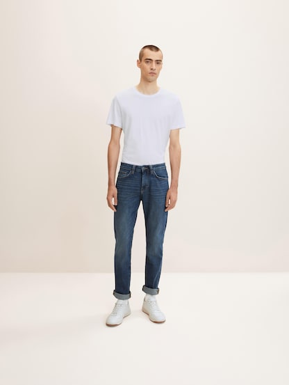Tom Tailor Slim jeans donkerblauw-staalblauw casual uitstraling Mode Spijkerbroeken Slim jeans 