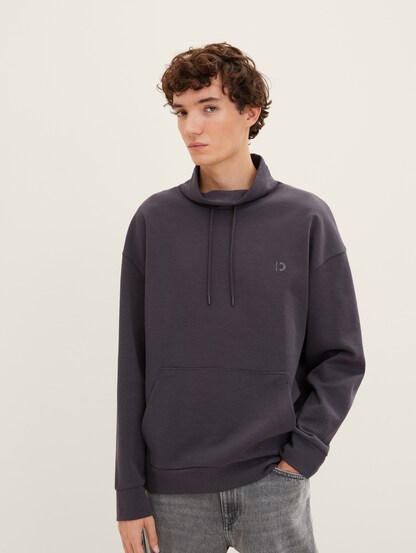 Tom Tailor Denim Sweatshirt gris clair-noir imprim\u00e9 allover style d\u00e9contract\u00e9 Mode Sweats Sweatshirts 