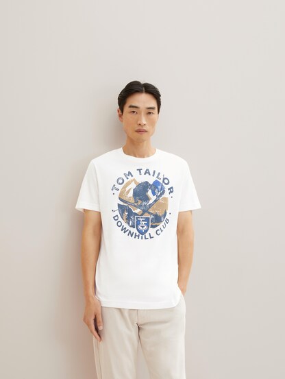 Heren Kleding voor voor Strandkleding voor Zwembroeken Tom Tailor T-shirt Met Labelprint in het Blauw voor heren 