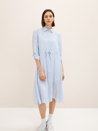 Striped midi shirt blouse dress by Tom Tailor | Jerseykleider