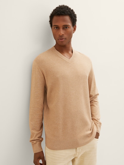 Camel v neck hot sale sweater mens