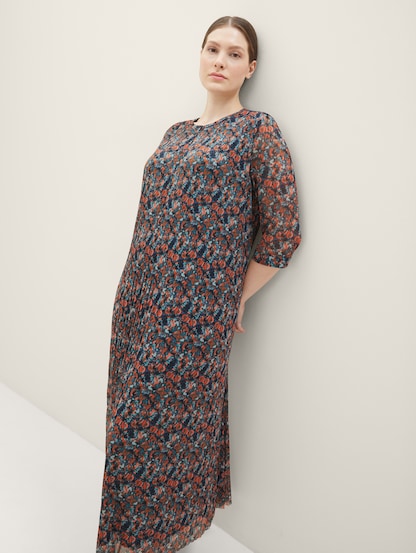 Plus - Gemustertes Mesh-Kleid mit recyceltem Polyester von Tom Tailor