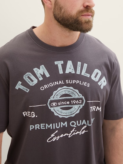 Plus - T-shirt with a logo print by Tom Tailor