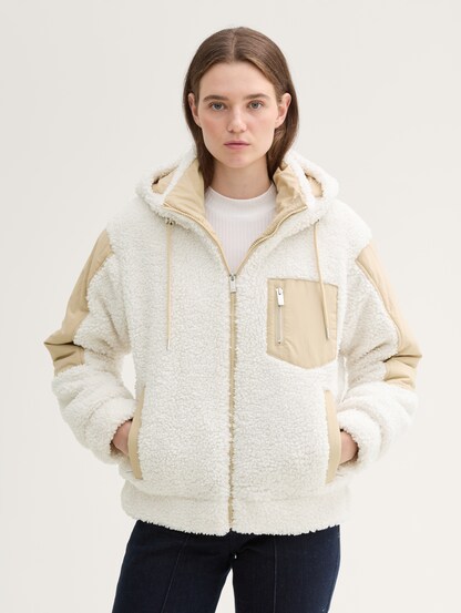 Teddy jacket with hood womens clearance