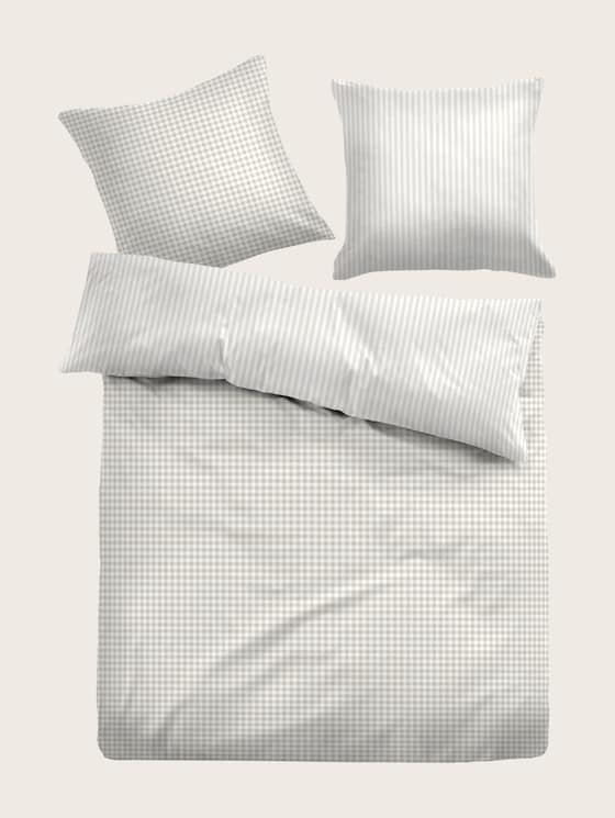 Parure de lit en linon à carreaux par Unisex, sand / sand