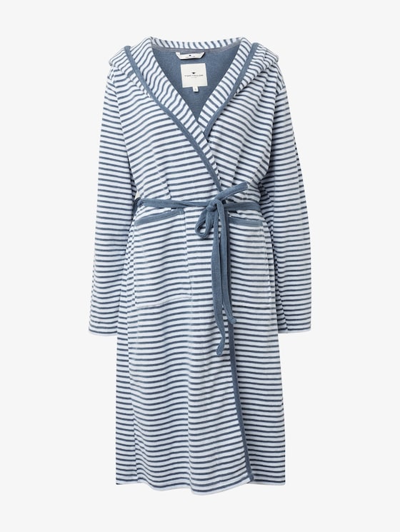 Gestreepte badjas met capuchon door Unisex, jeans blue