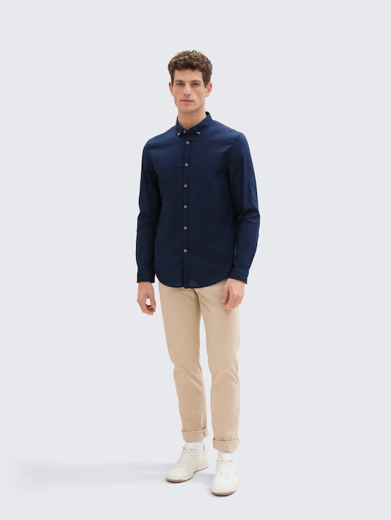 Slim fit overhemd van katoen door Denim Male, Black Iris Blue