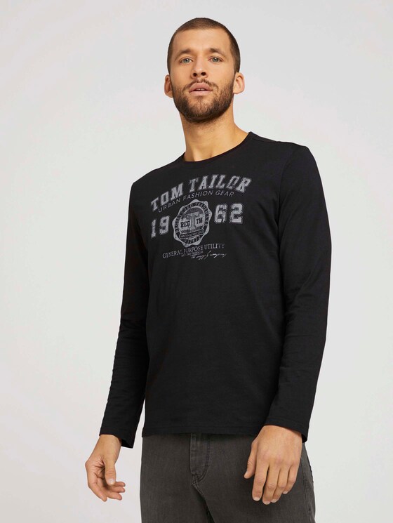 Langarmshirt mit Print - Männer - Frost Ash Langarmshirt mit Print - Männer - Frost Ash - 1 - TOM TAILOR