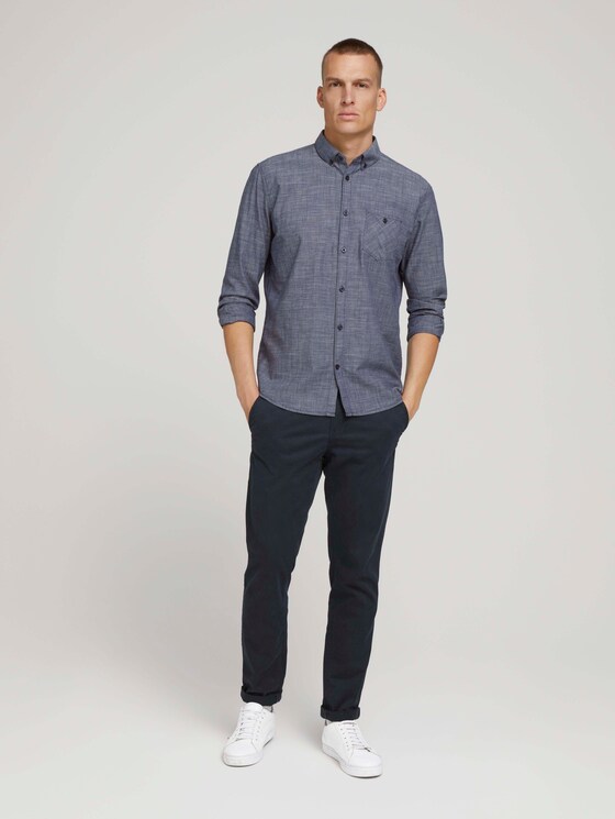 Hemd mit dezentem Muster - Männer - True Blue Slub Chambray Hemd mit dezentem Muster - Männer - True Blue Slub Chambray - 3 - TOM TAILOR