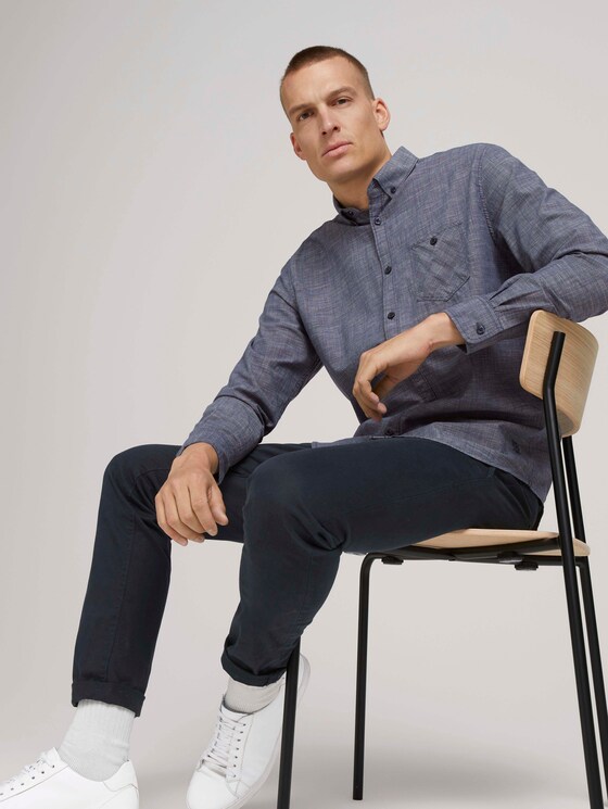 Hemd mit dezentem Muster - Männer - True Blue Slub Chambray Hemd mit dezentem Muster - Männer - True Blue Slub Chambray - 5 - TOM TAILOR
