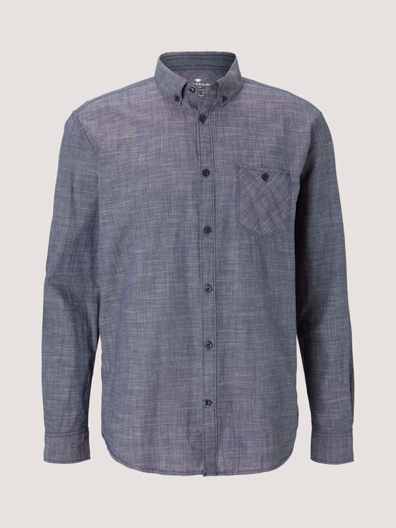 Hemd mit dezentem Muster - Männer - True Blue Slub Chambray Hemd mit dezentem Muster - Männer - True Blue Slub Chambray - 7 - TOM TAILOR