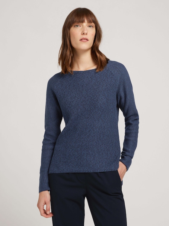 Pullover mit Wabenstruktur - Frauen - Dark Denim Blue Pullover mit Wabenstruktur - Frauen - Dark Denim Blue - 1 - TOM TAILOR