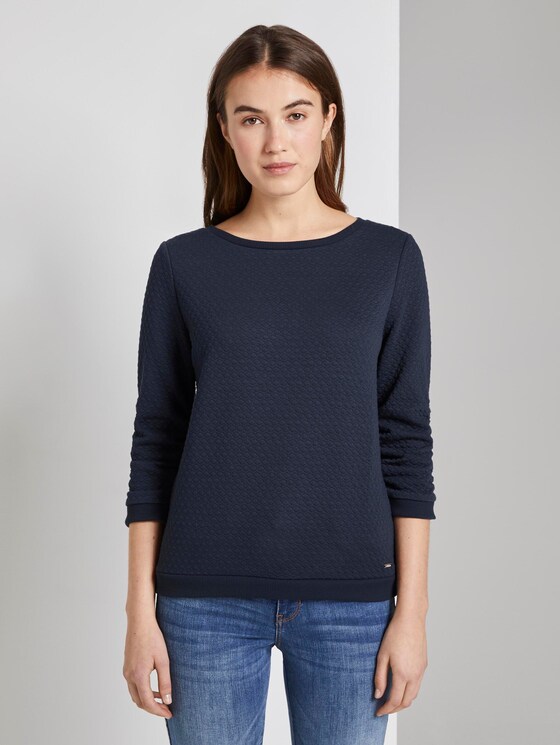Jumper with structured pattern - Women - Real Navy Blue 1 Jumper with structured pattern - Women - Real Navy Blue 1 - 1 - TOM TAILOR Denim