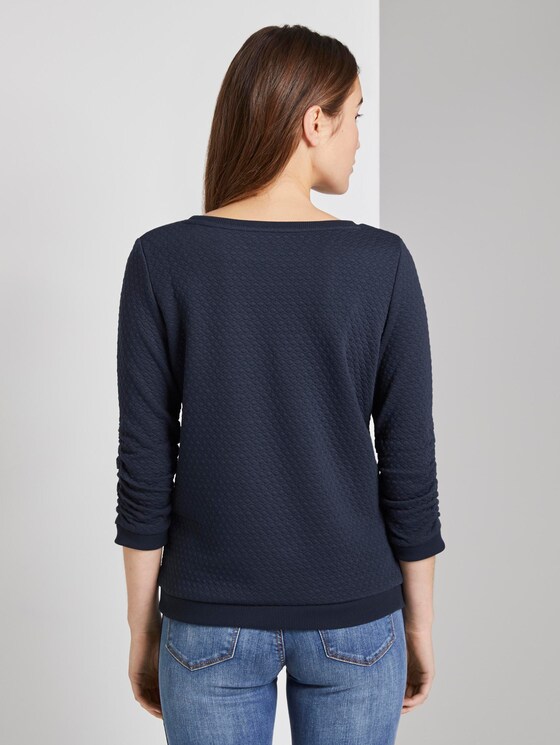 Jumper with structured pattern - Women - Real Navy Blue 1 Jumper with structured pattern - Women - Real Navy Blue 1 - 2 - TOM TAILOR Denim