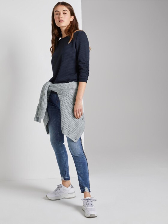 Jumper with structured pattern - Women - Real Navy Blue 1 Jumper with structured pattern - Women - Real Navy Blue 1 - 3 - TOM TAILOR Denim