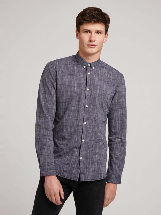 Overhemd met subtiel patroon - Mannen - Black Iris Blue Overhemd met subtiel patroon - Mannen - Black Iris Blue - 1 - TOM TAILOR Denim