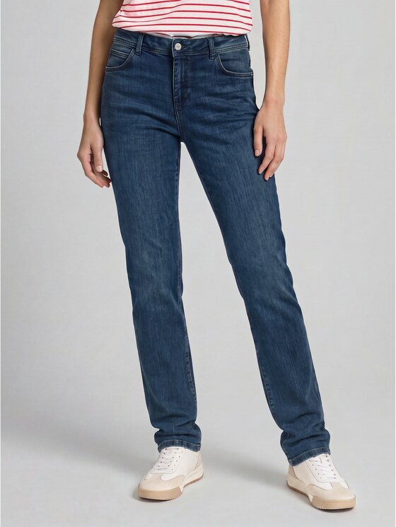 Pantaloni Donna Tom Tailor Lea Straight - Taglio Dritto Vita Alta - Misto Poliestere Viscosa