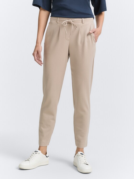 Loose fit fabric trousers by Women, soft taupe grey