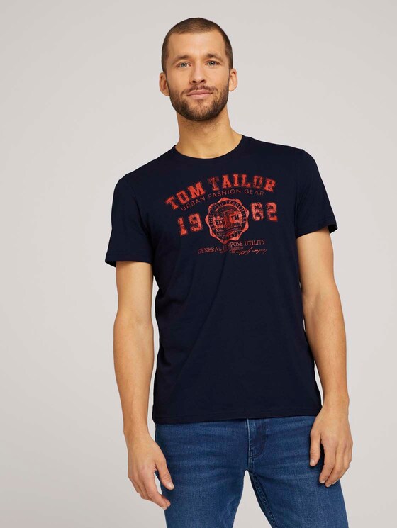 T-Shirt mit Logo-Print - Männer - Dark Blue T-Shirt mit Logo-Print - Männer - Dark Blue - 1 - TOM TAILOR