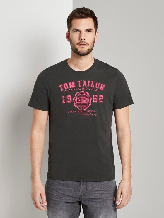 T-Shirt mit Logo-Print - Männer - Phanton Dark Grey T-Shirt mit Logo-Print - Männer - Phanton Dark Grey - 1 - TOM TAILOR