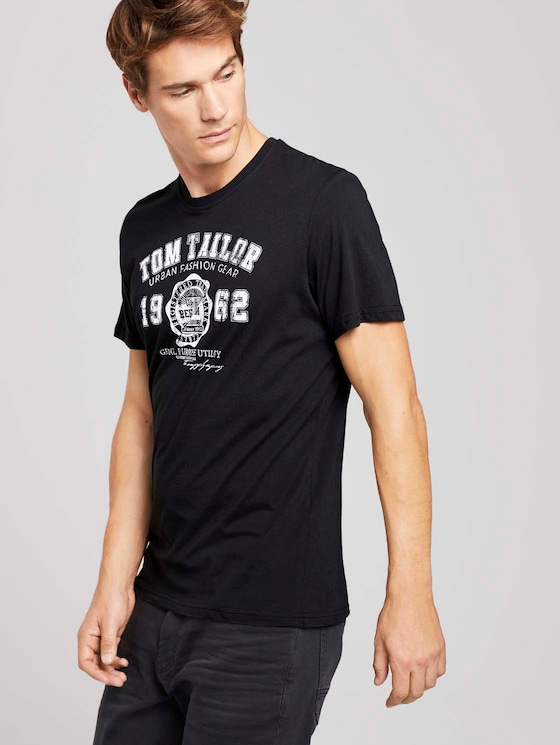 T-Shirt mit Logo-Print - Männer - Almost Black T-Shirt mit Logo-Print - Männer - Almost Black - 5 - TOM TAILOR