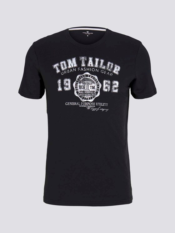 T-Shirt mit Logo-Print - Männer - Almost Black T-Shirt mit Logo-Print - Männer - Almost Black - 7 - TOM TAILOR