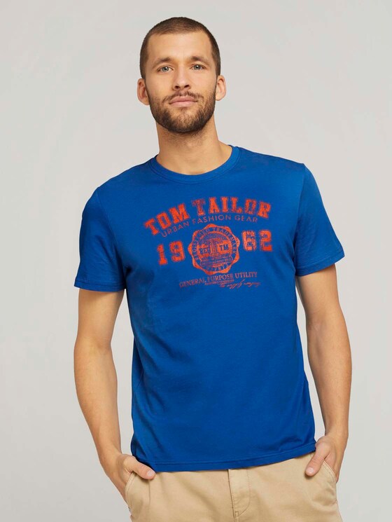 T-Shirt mit Logo-Print - Männer - Clearly Blue T-Shirt mit Logo-Print - Männer - Clearly Blue - 1 - TOM TAILOR
