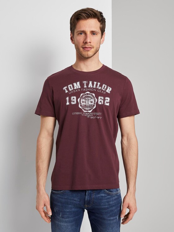 T-Shirt mit Logo-Print - Männer - Dusty Wildberry Red T-Shirt mit Logo-Print - Männer - Dusty Wildberry Red - 1 - TOM TAILOR