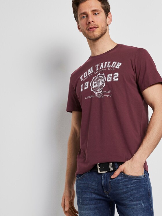 T-Shirt mit Logo-Print - Männer - Dusty Wildberry Red T-Shirt mit Logo-Print - Männer - Dusty Wildberry Red - 5 - TOM TAILOR