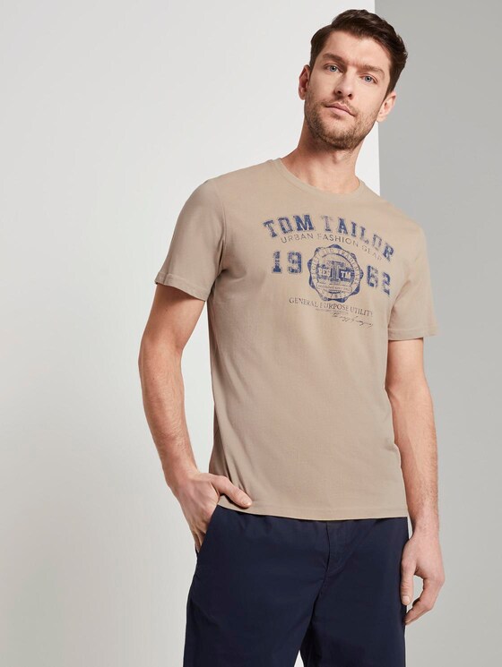 T-Shirt mit Logo-Print - Männer - Silver Ecru T-Shirt mit Logo-Print - Männer - Silver Ecru - 5 - TOM TAILOR