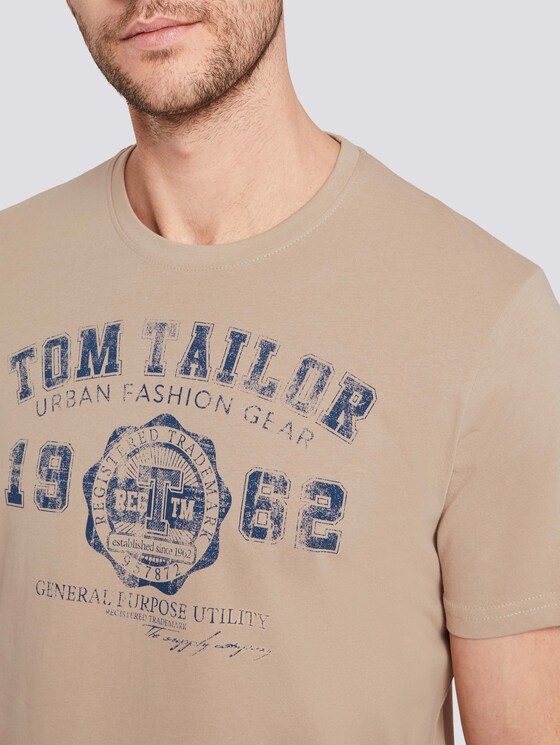 T-Shirt mit Logo-Print - Männer - Silver Ecru T-Shirt mit Logo-Print - Männer - Silver Ecru - 9 - TOM TAILOR