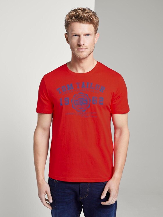 T-Shirt mit Logo-Print - Männer - brilliant red T-Shirt mit Logo-Print - Männer - brilliant red - 1 - TOM TAILOR