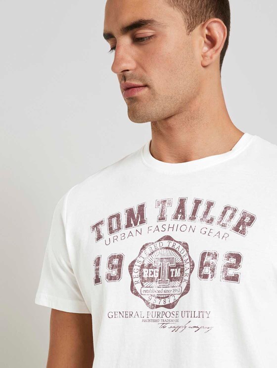T-Shirt mit Logo-Print - Männer - Coconut Cream T-Shirt mit Logo-Print - Männer - Coconut Cream - 9 - TOM TAILOR
