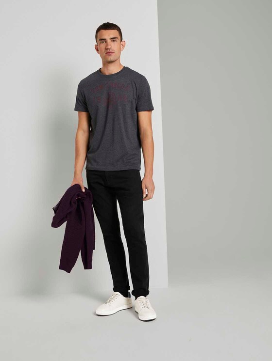 T-Shirt mit Logo-Print - Männer - black white melange T-Shirt mit Logo-Print - Männer - black white melange - 3 - TOM TAILOR