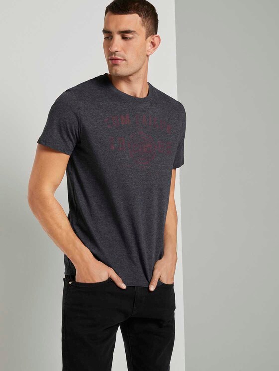T-Shirt mit Logo-Print - Männer - black white melange T-Shirt mit Logo-Print - Männer - black white melange - 5 - TOM TAILOR