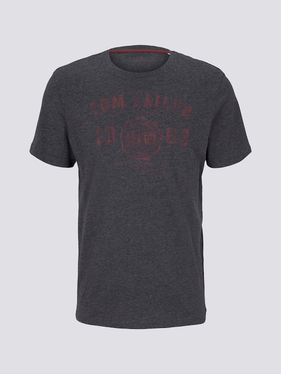 T-Shirt mit Logo-Print - Männer - black white melange T-Shirt mit Logo-Print - Männer - black white melange - 7 - TOM TAILOR