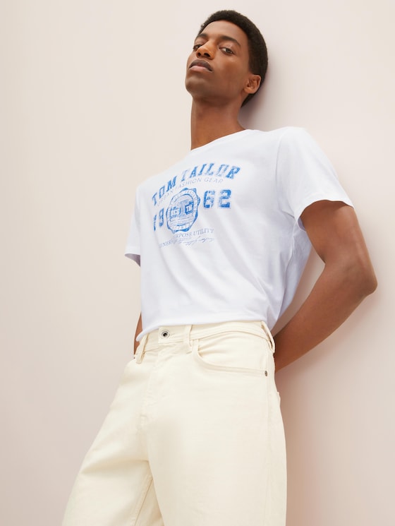 T-Shirt mit Logo-Print - Männer - White T-Shirt mit Logo-Print - Männer - White - 5 - TOM TAILOR