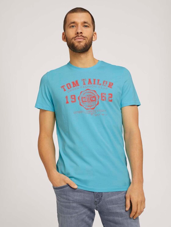 T-Shirt mit Logo-Print - Männer - teal radiance T-Shirt mit Logo-Print - Männer - teal radiance - 1 - TOM TAILOR