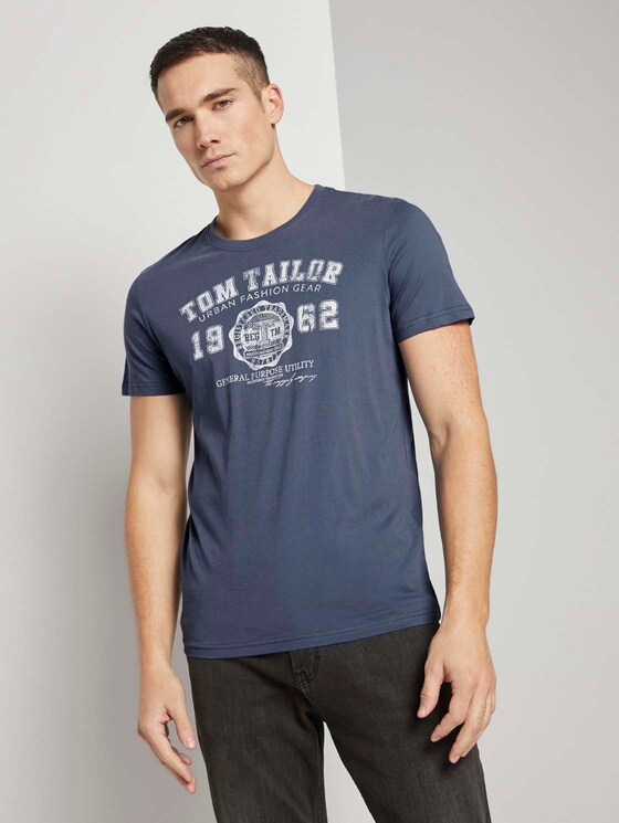T-Shirt mit Logo-Print - Männer - light indigo blue T-Shirt mit Logo-Print - Männer - light indigo blue - 1 - TOM TAILOR