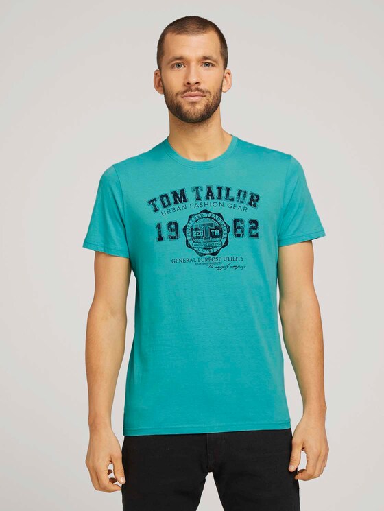 T-Shirt mit Logo-Print - Männer - dusty aqua T-Shirt mit Logo-Print - Männer - dusty aqua - 1 - TOM TAILOR