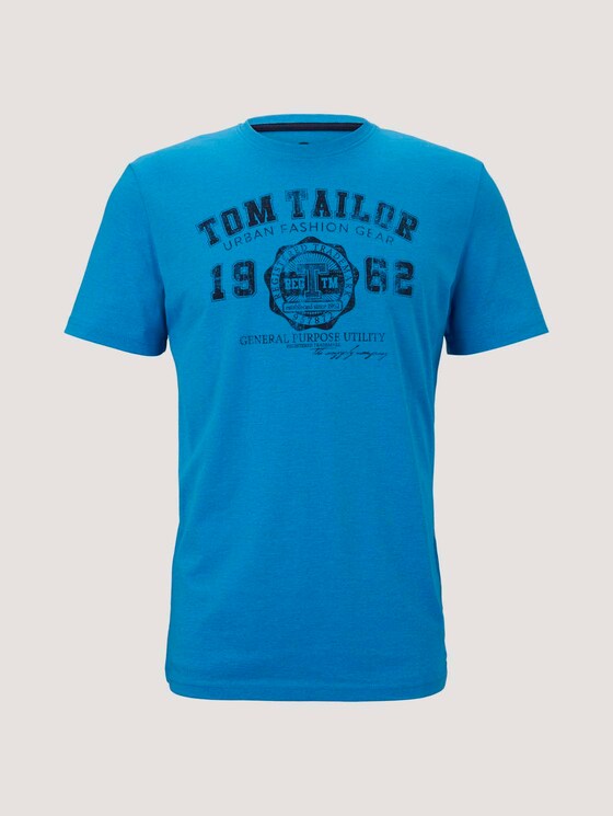 T-Shirt mit Logo-Print - Männer - diva blue white melange T-Shirt mit Logo-Print - Männer - diva blue white melange - 7 - TOM TAILOR