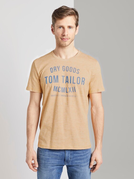 T-Shirt met print - Mannen - yellow white fine stripe T-Shirt met print - Mannen - yellow white fine stripe - 1 - TOM TAILOR